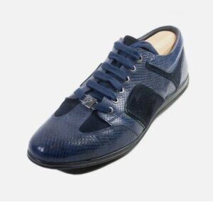 Versace Collection Men's Snakeskin Embossed Leather Suede Sneaker - Size US 7